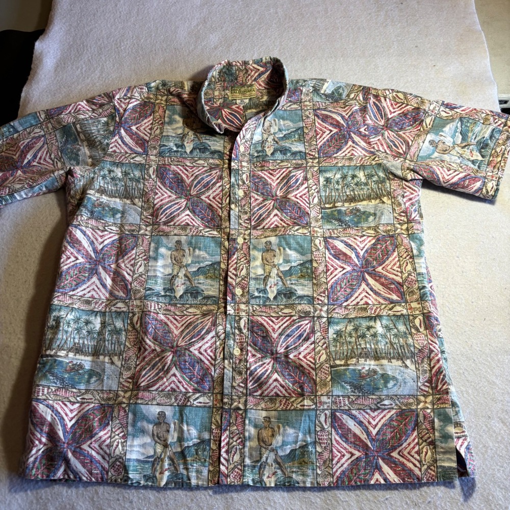Reyn Spooner Mens XL Mele Kalikimaka Hawaiian Shirt Cotton Polyester Tailored
